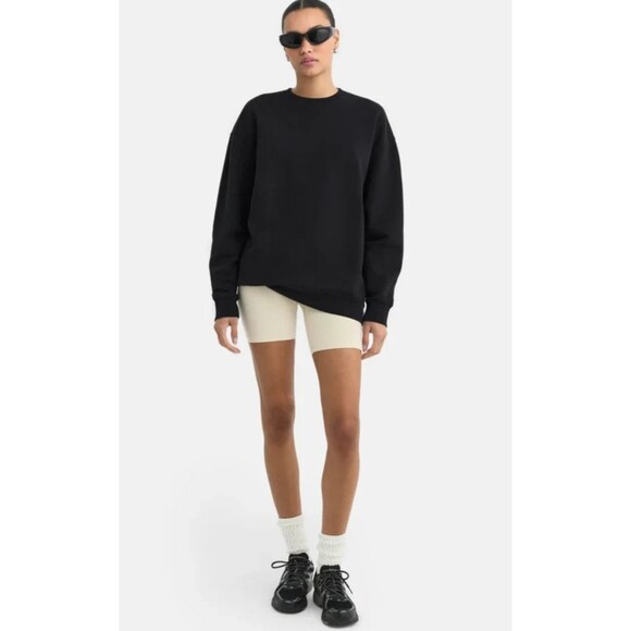 MATE THE LABEL ORGANIC OVERSIZED FLEECE CREWNECK HOODIE SWEATSHIRT BLACK M/L NWT - Picture 5 of 7